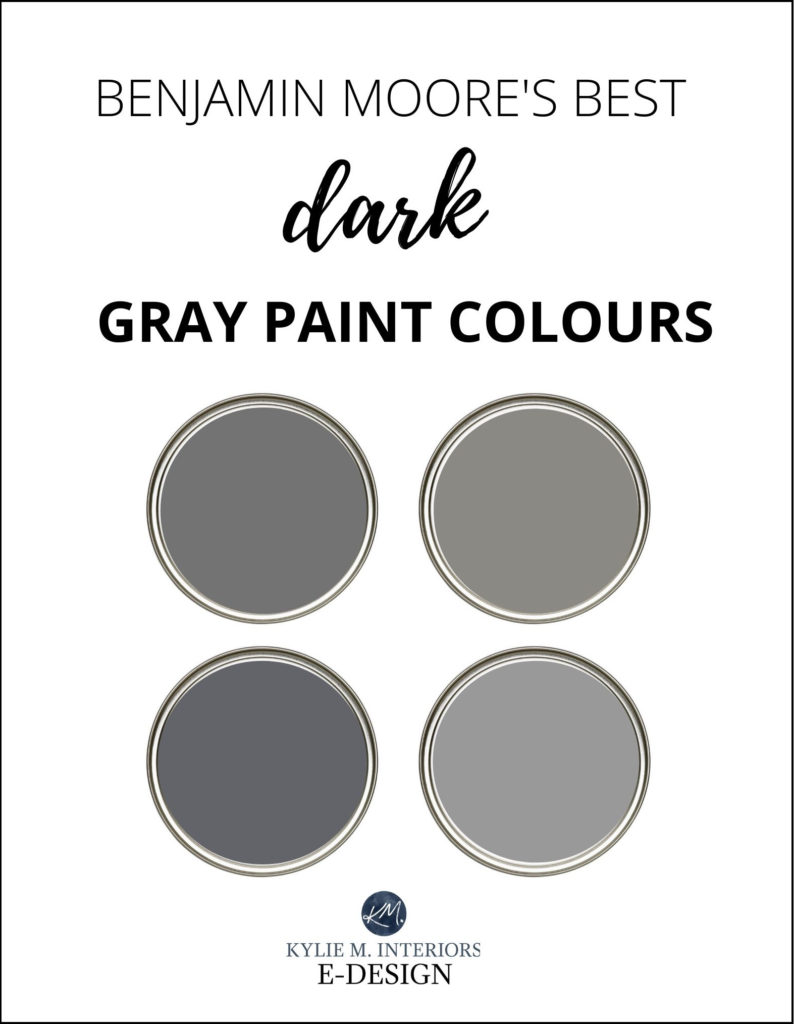 Benjamin Moores best dark grey charcoal paint colours, Chelsea Gray, Trout Gray and more. Kylie M Interiors Edesign, diy online paint color consultant