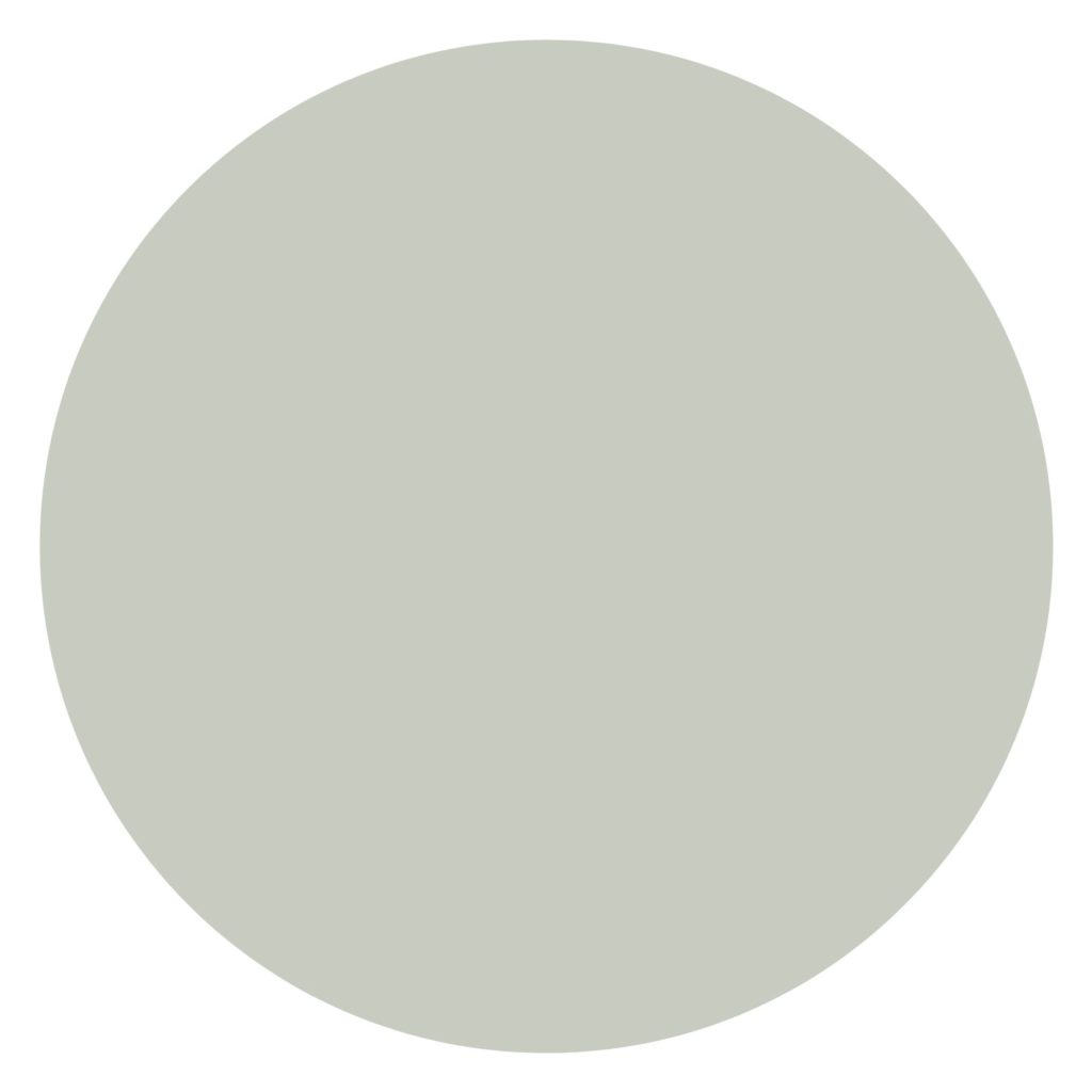 Benjamin Moore Horizon Gray, popular gray green paint colour with cream cabinets or trim. Kylie M Interiors Edesign