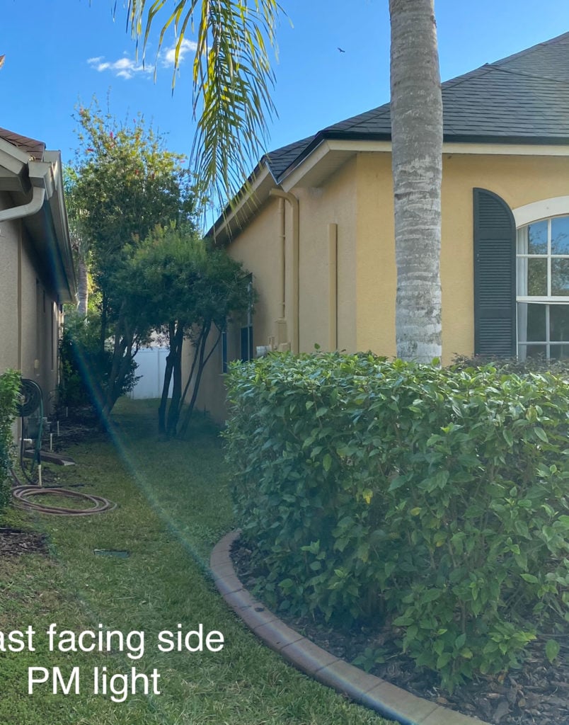 Side of stucco exterior home in yellow BEFORE edesign