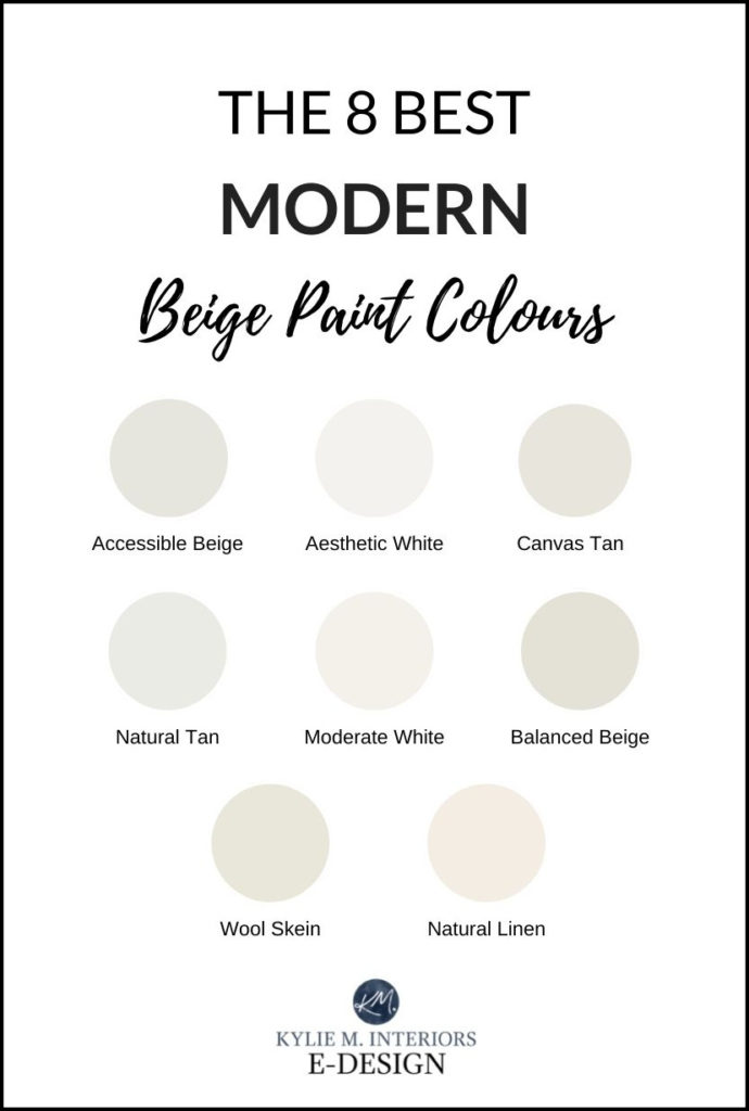 The best, most popular modern beige and tan paint colour, Sherwin Williams, Benjamin Moore. Kylie M Interiors Edesign, online paint color consultant