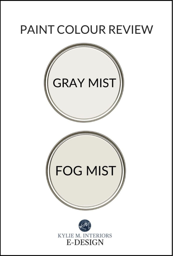 Benjamin Moore best greige paint colour, Fog Mist, Gray Mist. Review of undertones on this popular warm neutral by Kylie M Interiors Edesign