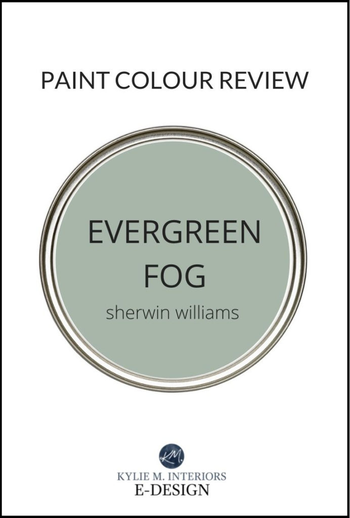 Paint colour review, best popular green paint colour, Sherwin Williams Evergreen Fog. Kylie M INterior Design & decorating ideas