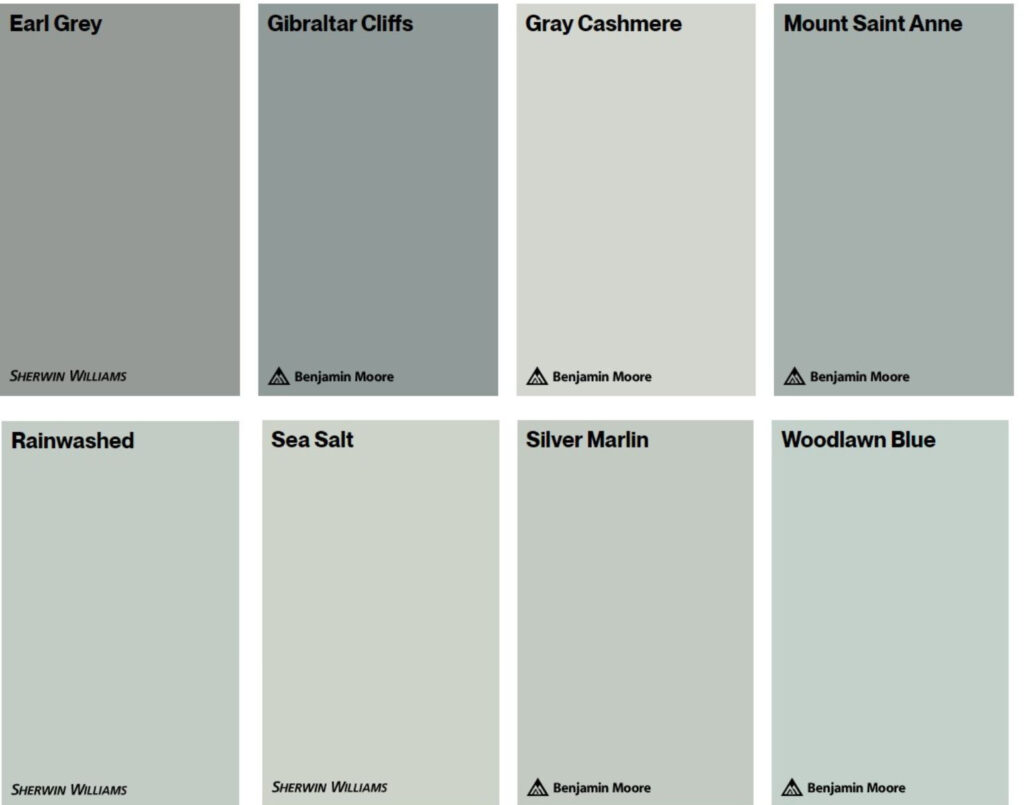 Light blue paint colors: Designers' favorites, Top row, lef…