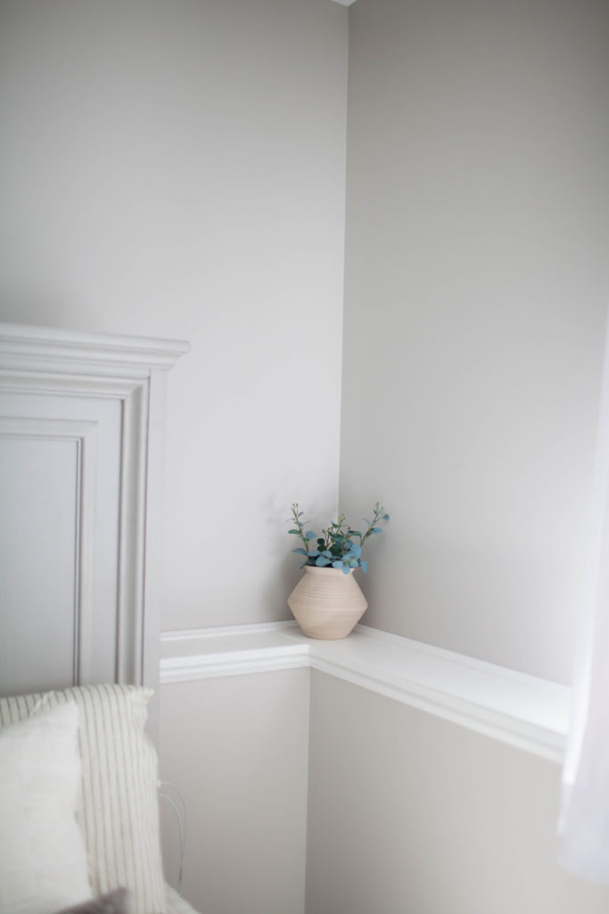 Sherwin Williams AGreeable Gray with white trim, neutral greige wall paint colour. Kylie M client photo
