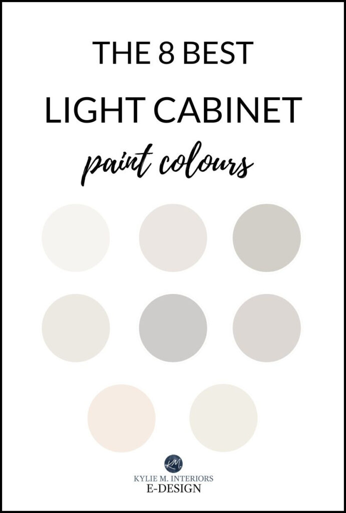 The best off white light depth cabinet paint colours, Kylie M. gray, greige, taupe cream, beige.