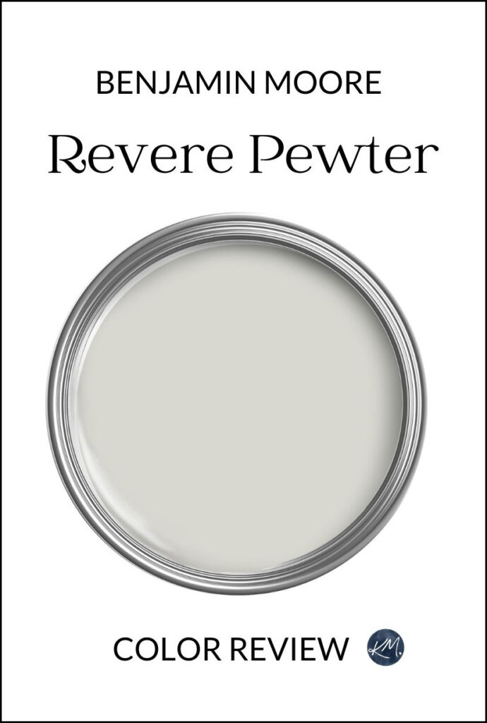 Benjamin Moore Revere Pewter, best warm gray green paint color for walls, cabinets, trims, exterior. Kylie M Color expert online