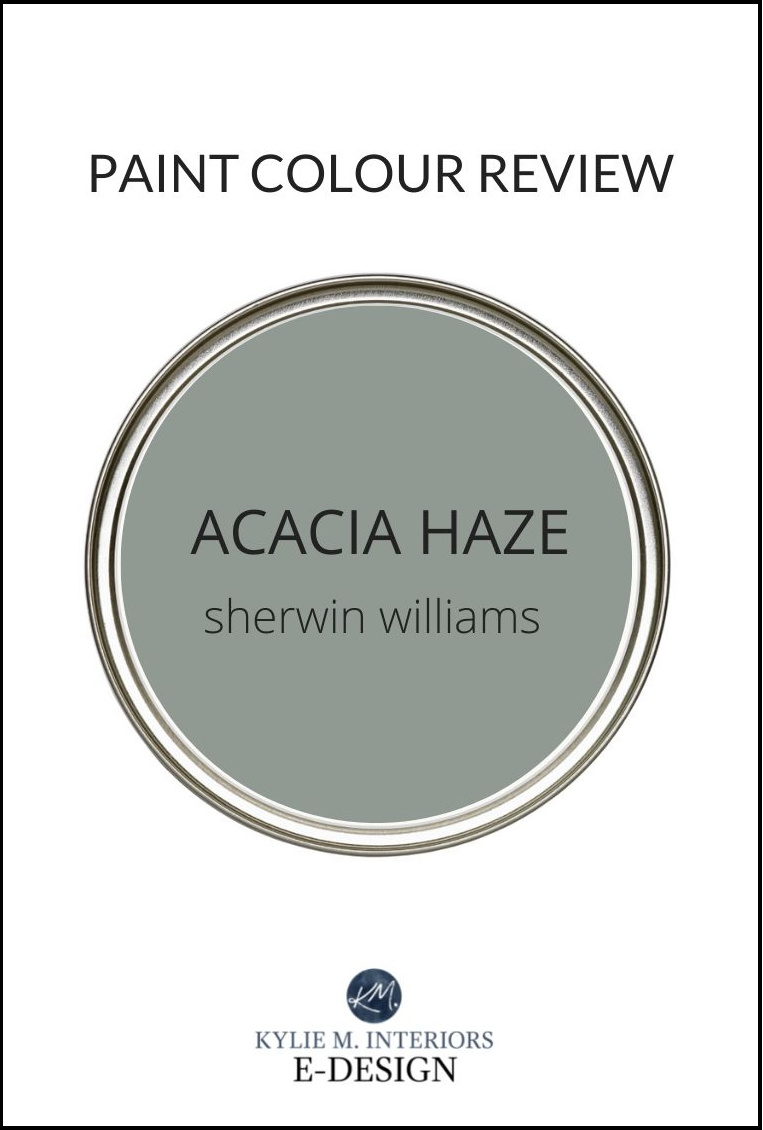 Sherwin Williams Acacia Haze, best green-gray blue paint color, calming. Kylie M Edesign with Samplize