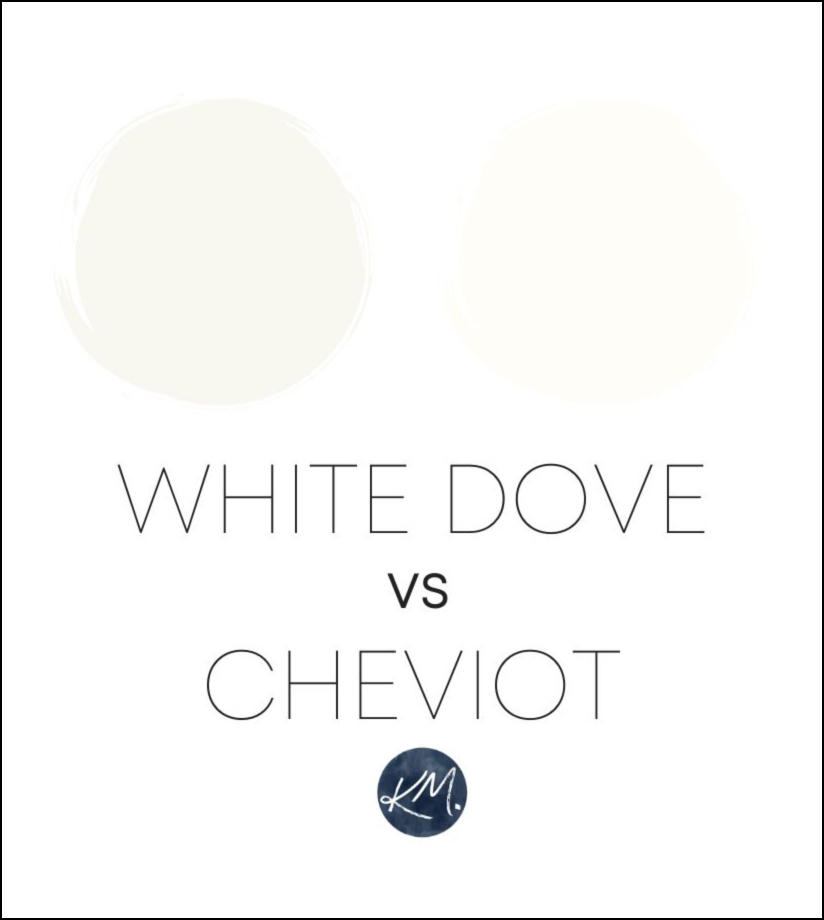 SHERWIN WILLIAMS EMERALD, CHEVIOT VERSUS BENJAMIN WHITE DOVE, BEST WHITE PAINT COLOR COMPARISONS WITH KYLIE M COLOR EXPERT