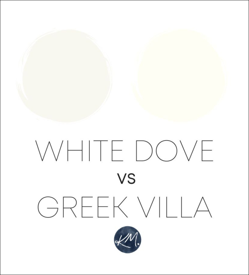 differences benjamin moore white dove, sherwin greek villa. kylie m edesign, color expert, best white paint colors (1)