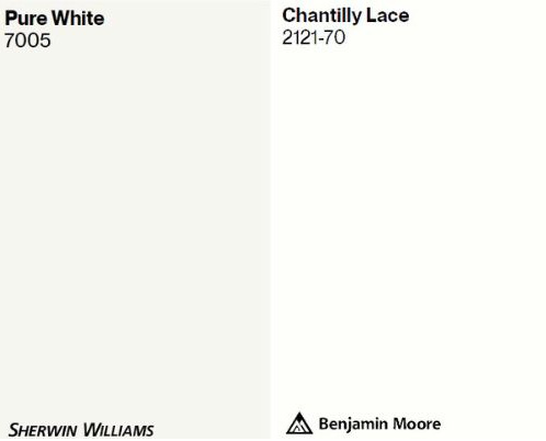 Sherwin Williams Pure White compare to Chantilly Lace, best shades of white by Kylie M using Samplize peel and stick