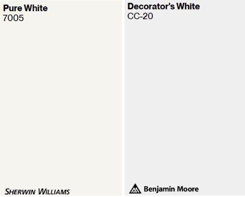 Sherwin Williams Pure White compared to Decorators White. Kylie M