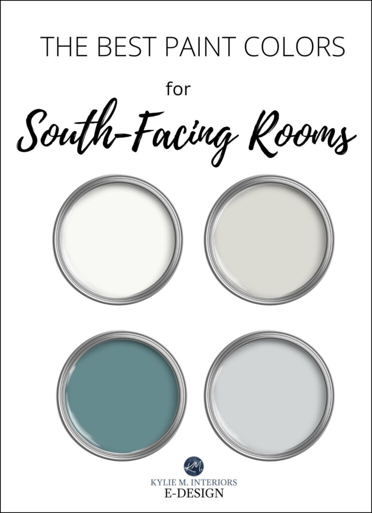 south facing rooms or southern exposure, the best white, gray, blue, green, tan paint colors with Kylie M Color expert