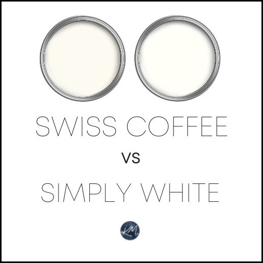BENJAMIN MOORE SWISS COFFEE COMPARED TO SIMPLY WHITE, TWO TOP SHADES OF WHITE BY KYLIE M INTERIORS