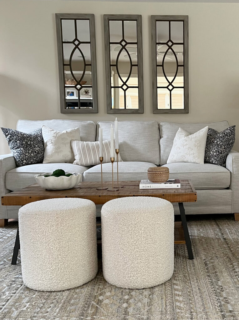 Sherwin Williams Neutral Ground, best beige tan cream hybrid, sofa, home decor, area rug