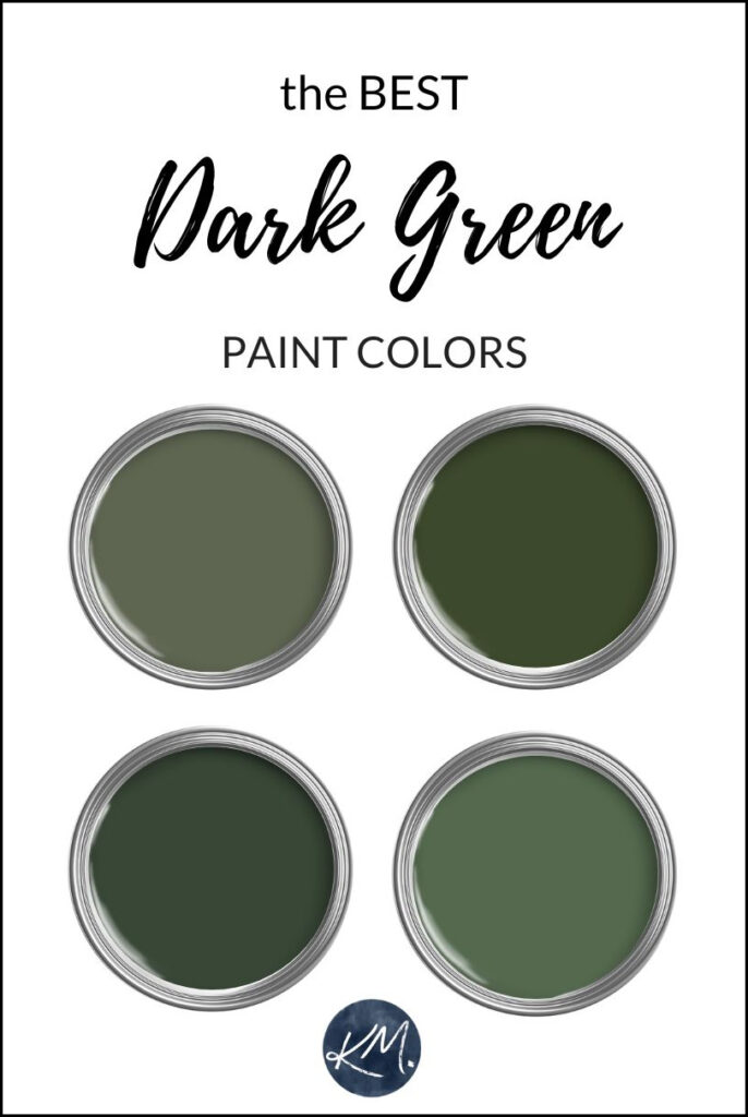 The best dark green paint colors, popular shades from Benjamin Moore, Sherwin Williams, Farrow and Ball. Kylie M Interiors