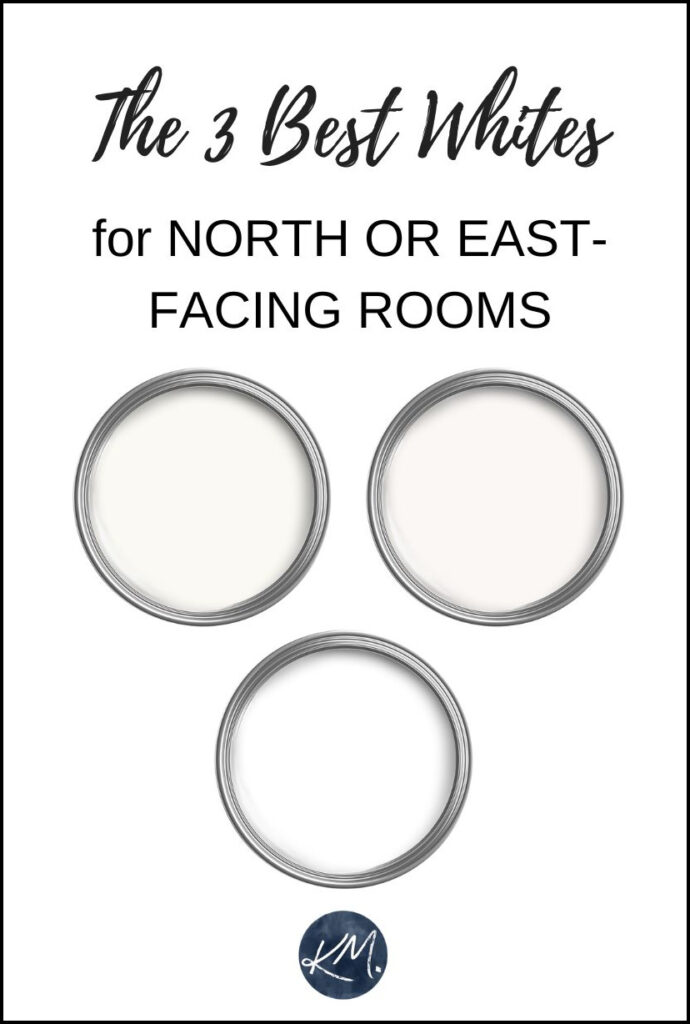 The best white paint colors, shades for north or east facing rooms. Kylie M Interiors, White Dove, Pure White, Chantilly Lace and more