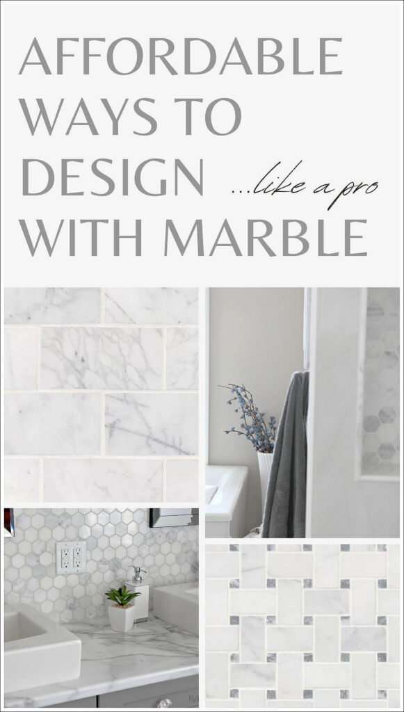 AFFORDABLE ways to design a home with marble, floor, backsplash, shower, update ideas for interior design diyers. Kylie M, online paint color expert
