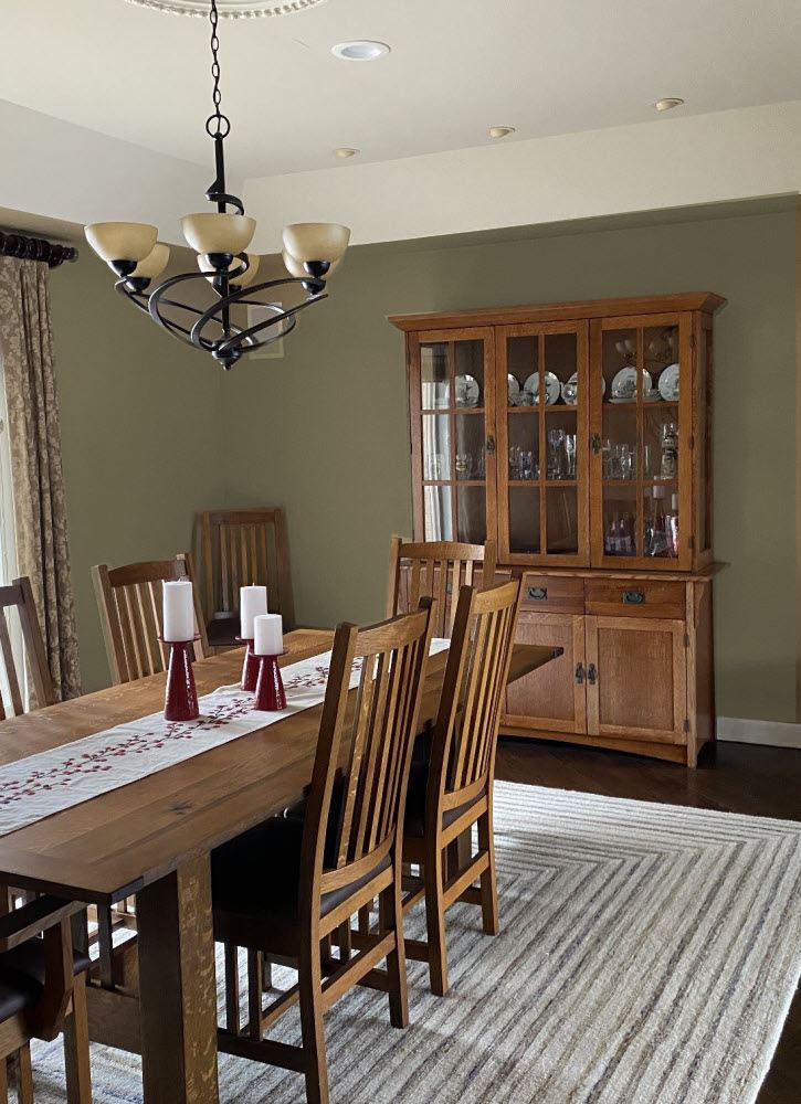 dining room sherwin williams olive grove green with craftsman style dining furniture.