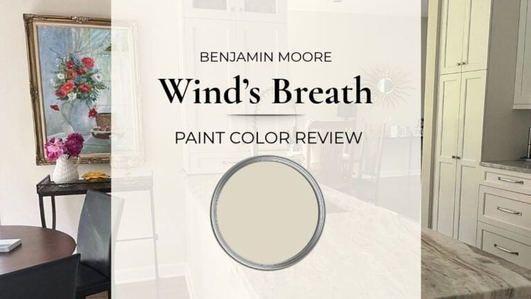 Benjamin Moore Wind's Breath paint color review. Real home images, best uses, and comparisons.