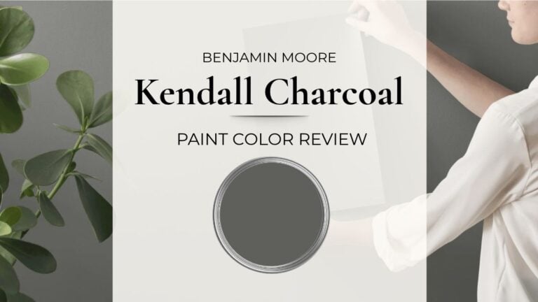 Paint color review of Benjamin Moore Kendall Charcoal with real home images, lighting, undertones, best uses