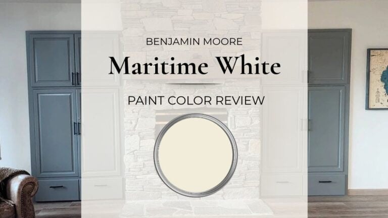 Paint Color review of Benjamin Moore Maritime White with real home images, undertones, and lighting