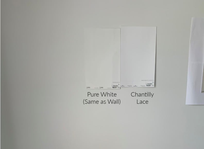 comparing Benjamin Moore Chantily Lace to Sherwin Williams PUre White ,how to find a white's undertones