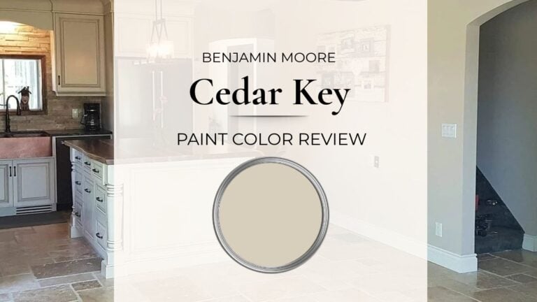 Benjamin Moore Cedar Key paint color review with real home images, undertones, and lighting