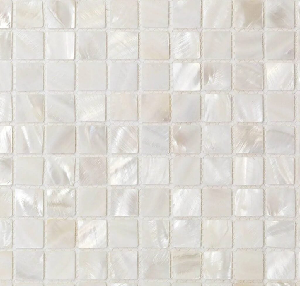 TileBar Mother of Pearl Oyster White mosaic tile for kitchen backsplash or bathroom accent