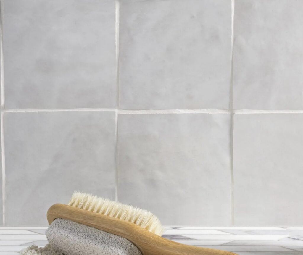 Artistic Tile Zellige in Cloud White 4 x 4 for bathroom or kitchen backsplash