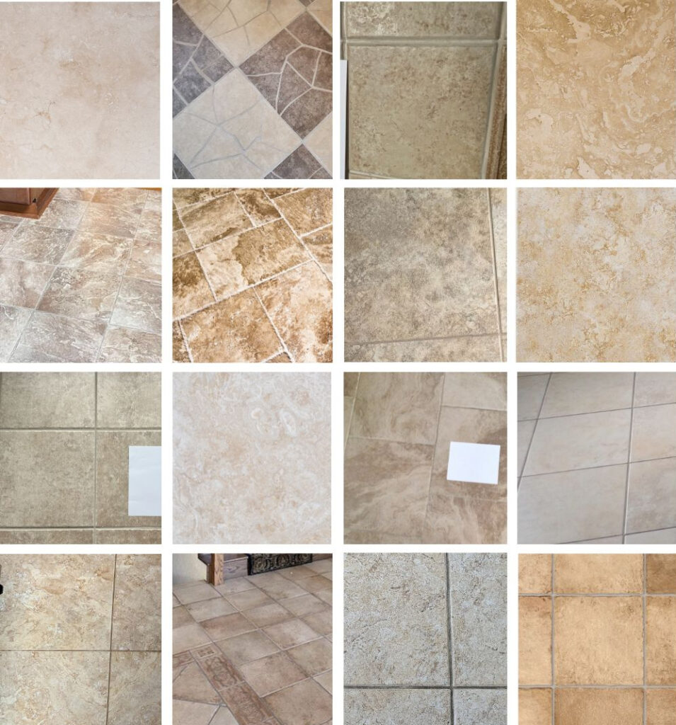 The different types of beige tile flooring, looks like travertine, some brown, orange, taupe (1)