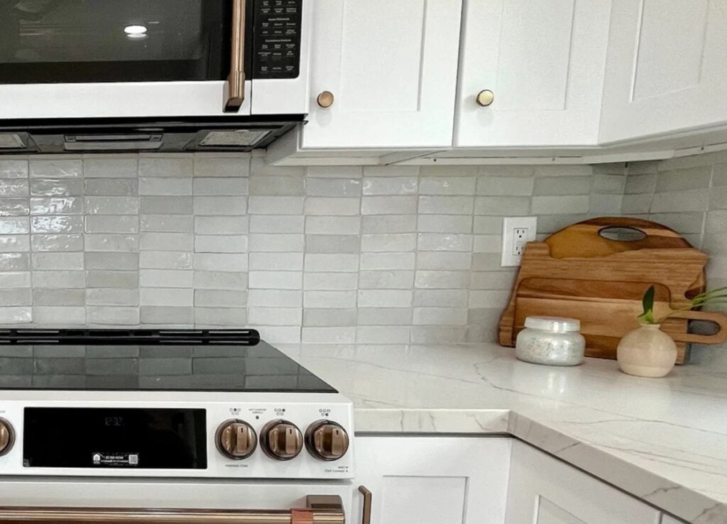 zellige tile with uneven edges, even if they're porcelain
