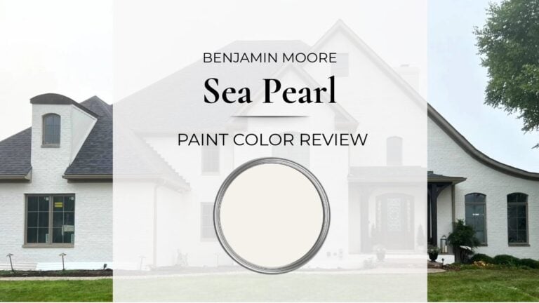 Benjamin Moore Sea Pearl Paint Color review with real home images and lighting