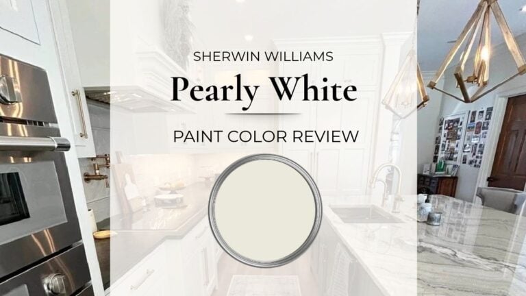 Paint color review of Sherwin Williams Pearly White, off-white with real home photos and lighting