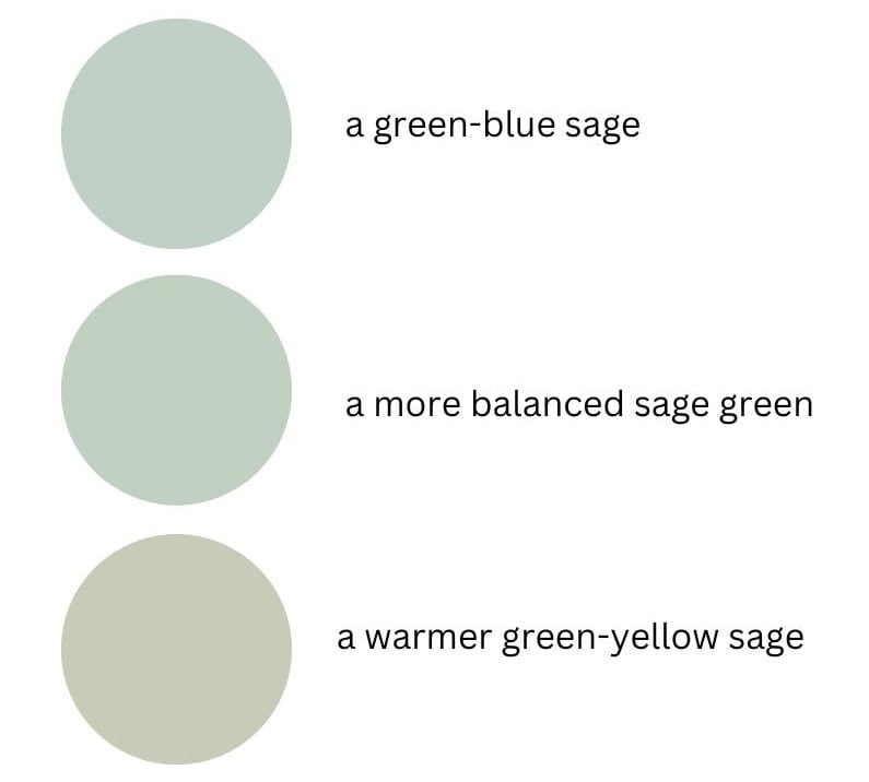 The difference between warm sage green and cool sage green, showing undertones